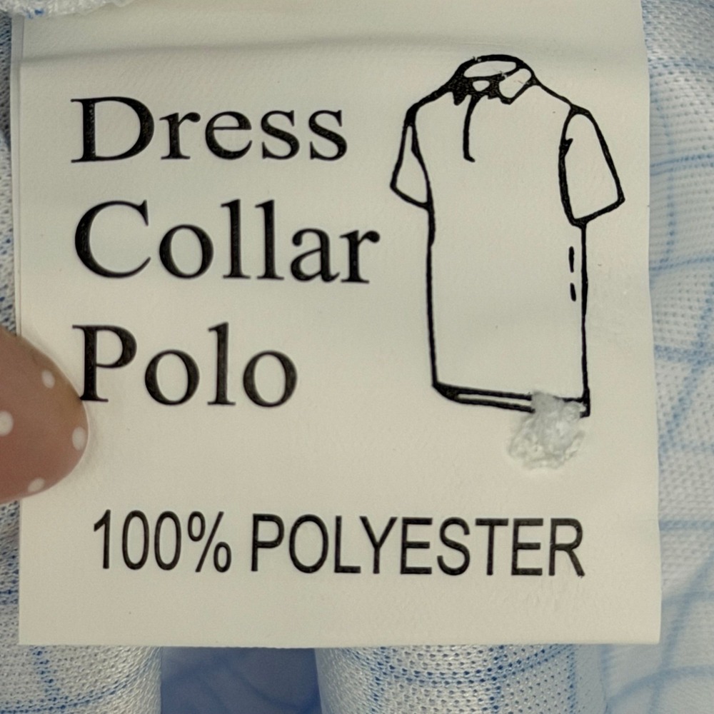 Collars & Co Semi Spread Polo Shirt Men's Large Thin Blue Check Performance NEW - Picture 8 of 9